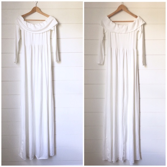 Pinkblush Dresses & Skirts - MATERNITY White Off Shoulder Maxi Dress